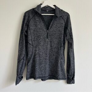 Women's Lululemon Heathered Black Quarter-Zip Top- 10